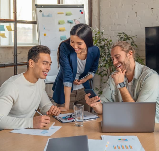 Multi-racial business people in discussion